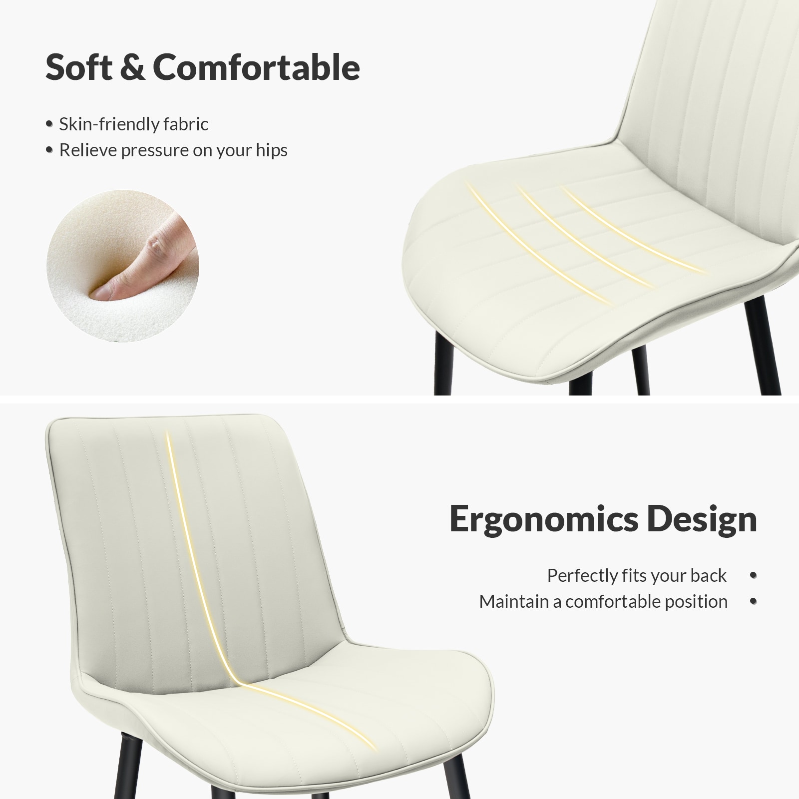 White PU Leather Dining Chair with Metal Legs, Wave Pattern Upholstered Armless Chair Set of 4 for Kitchen, Restaurant, Living, Meeting Room White PU Leather Dining Chair with Metal Legs, Wave Pattern Upholstered Armless Chair Set of 4 for Kitchen, Restaurant, Living, Meeting Room